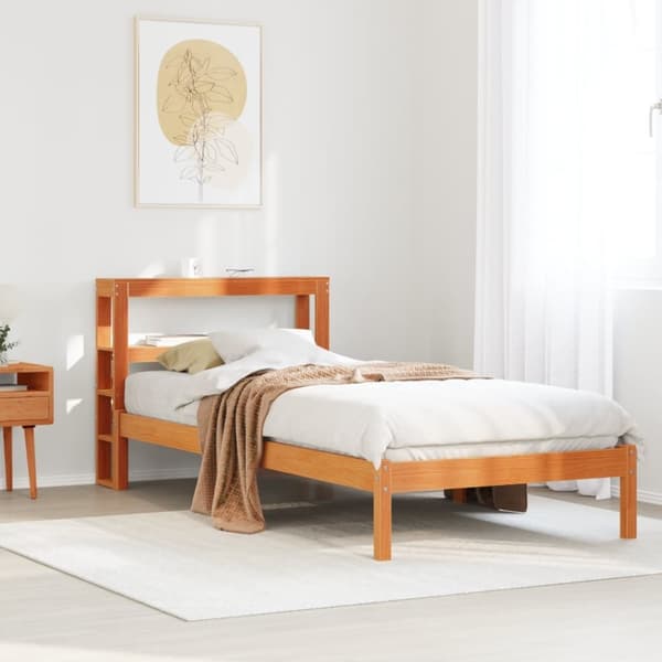 vidaXL Sengeramme med hodegavl voksbrun 75x190 cm heltre furu