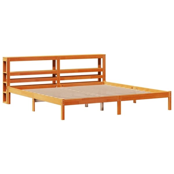 vidaXL Sengeramme med hodegavl voksbrun 180x200 cm heltre furu