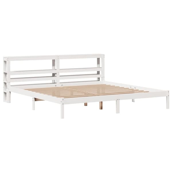 vidaXL Sengeramme med madrass hvit 200x200 cm heltre furu