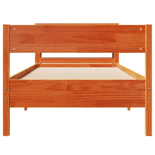 vidaXL Sengeramme uten madrass voksbrun 90x200 cm heltre furu