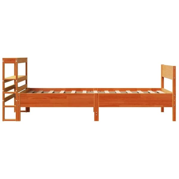 vidaXL Sengeramme uten madrass voksbrun 90x200 cm heltre furu