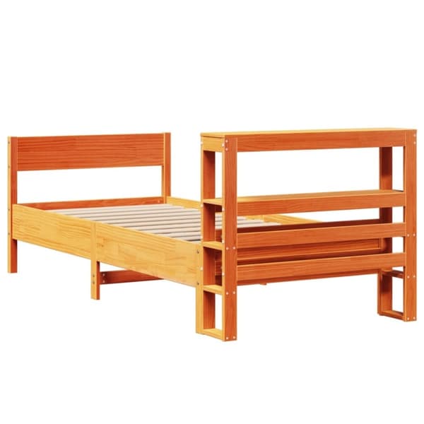 vidaXL Sengeramme uten madrass voksbrun 90x200 cm heltre furu