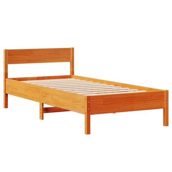 vidaXL Sengeramme uten madrass voksbrun 90x200 cm heltre furu