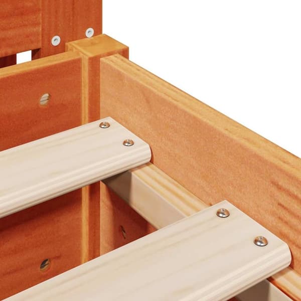 vidaXL Sengeramme uten madrass voksbrun 90x200 cm heltre furu