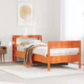 Miniatyrbilde 2 av 11: vidaXL Sengeramme uten madrass voksbrun 90x200 cm heltre furu