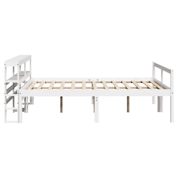 vidaXL Seniorseng med hodegavl hvit 150x200 cm heltre furu