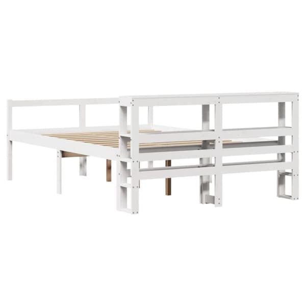 vidaXL Seniorseng med hodegavl hvit 150x200 cm heltre furu
