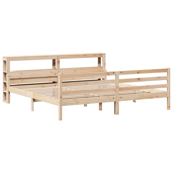 vidaXL Sängynrunko päädyllä 200x200 cm täysi mänty