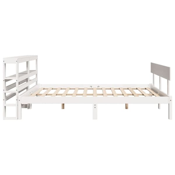 vidaXL Sängynrunko ilman patjaa valkoinen 140x190 cm täysi mänty