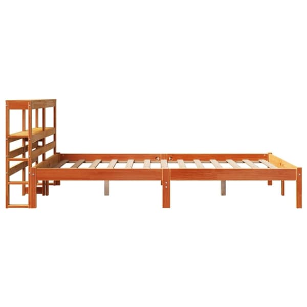 vidaXL Sängynrunko päädyllä vahanruskea 135x190 cm täysi mänty