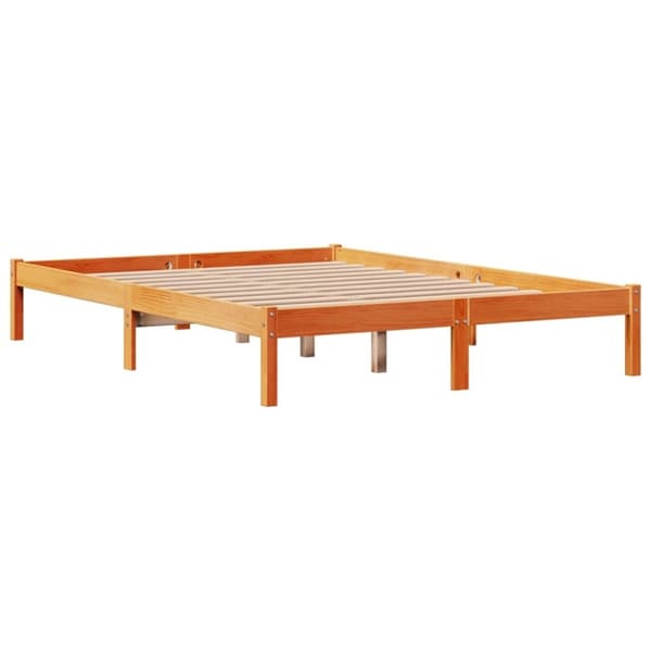 vidaXL Sängynrunko päädyllä vahanruskea 135x190 cm täysi mänty