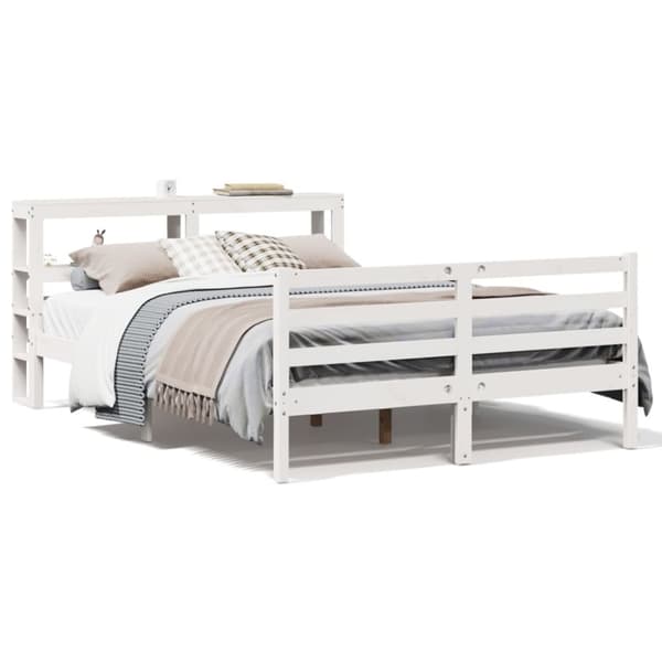 vidaXL Sengeramme uten madrass hvit 140x190 cm heltre furu