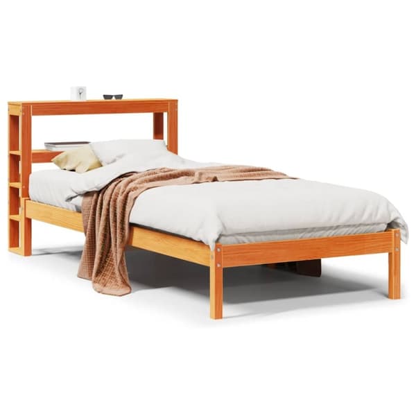 vidaXL Sengeramme med hodegavl voksbrun 90x200 cm heltre furu
