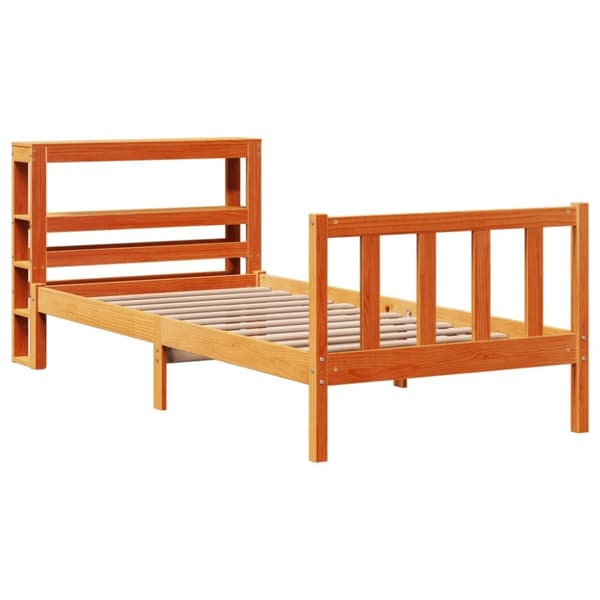 vidaXL Sengeramme med hodegavl voksbrun 75x190 cm heltre furu