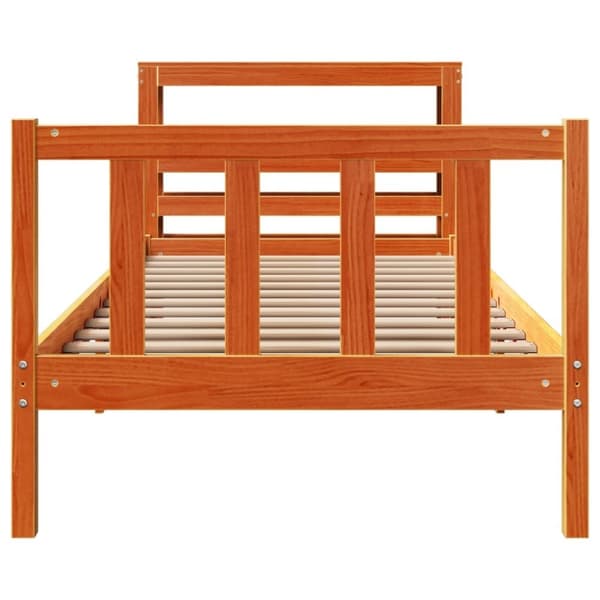 vidaXL Sengeramme med hodegavl voksbrun 75x190 cm heltre furu