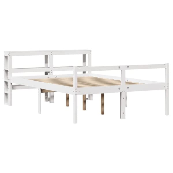 vidaXL Seniorseng med hodegavl hvit 135x190 cm heltre furu