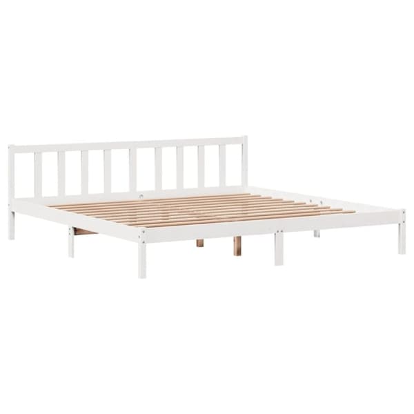 vidaXL Sengeramme med madrass hvit 200x200 cm heltre furu