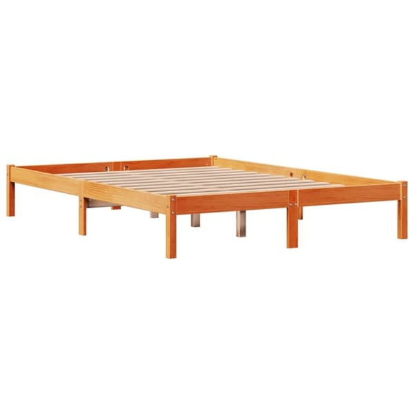 vidaXL Sengeramme med hodegavl voksbrun 160x200 cm heltre furu