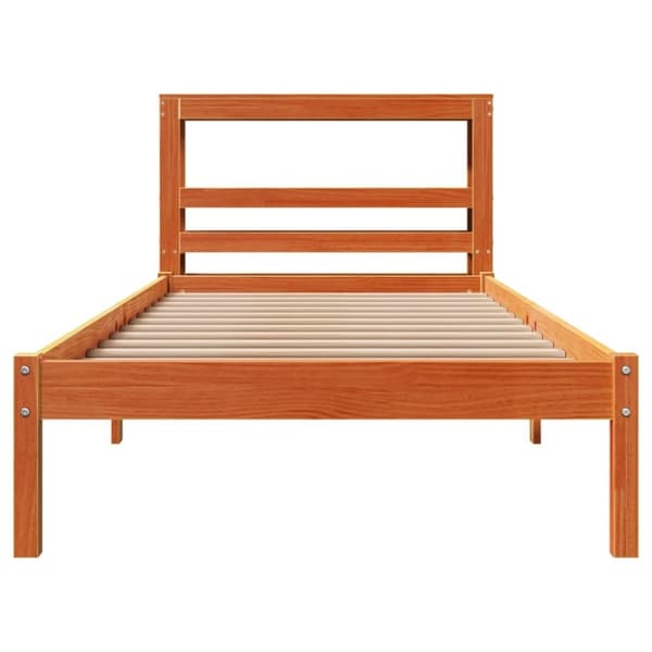 vidaXL Sängynrunko päädyllä vahanruskea 90x190 cm täysi mänty