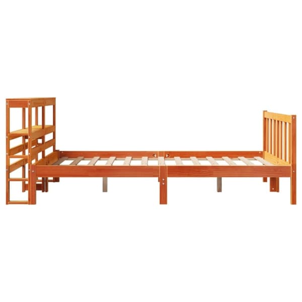 vidaXL Sengeramme med hodegavl voksbrun 135x190 cm heltre furu