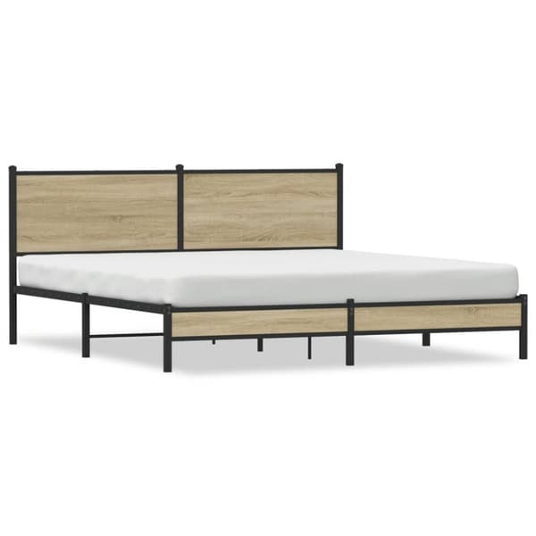 vidaXL Sengeramme i metall uten madrass sonoma eik 183x213 cm