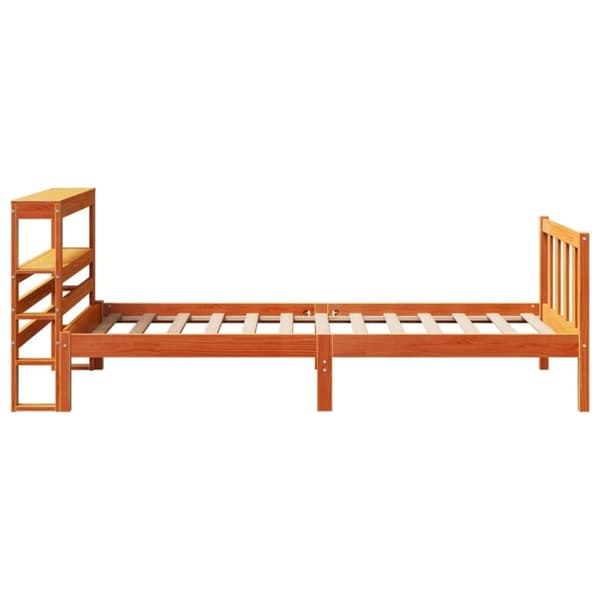 vidaXL Sengeramme med hodegavl voksbrun 90x200 cm heltre furu