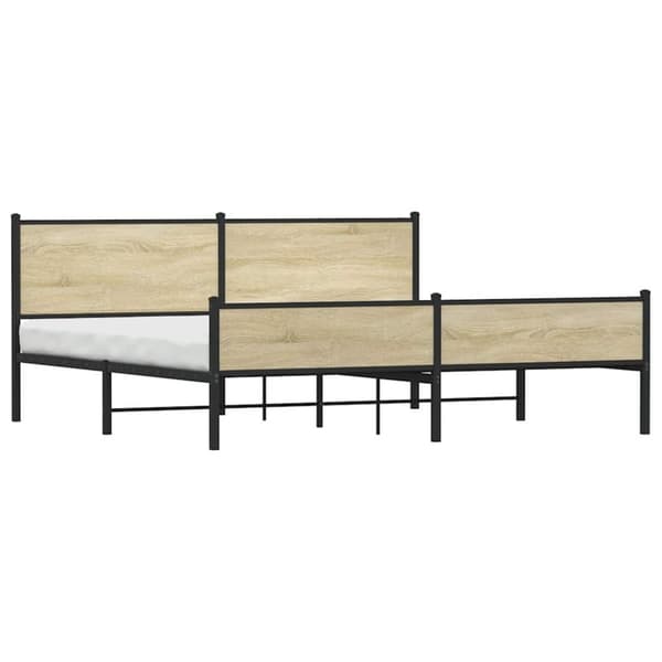 vidaXL Sengeramme i metall uten madrass sonoma eik 193x203 cm