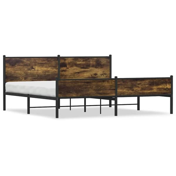vidaXL Sengeramme i metall uten madrass røkt eik 193x203 cm