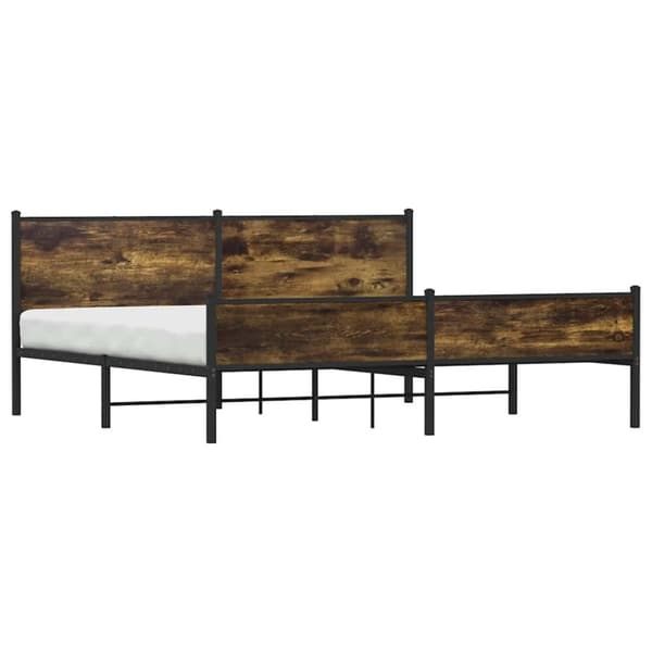 vidaXL Sengeramme i metall uten madrass røkt eik 193x203 cm