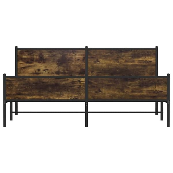 vidaXL Sengeramme i metall uten madrass røkt eik 193x203 cm