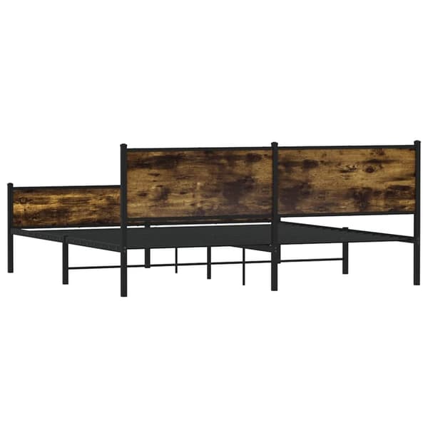 vidaXL Sengeramme i metall uten madrass røkt eik 193x203 cm