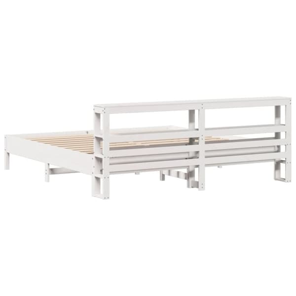 vidaXL Sengeramme med madrass hvit 200x200 cm heltre furu