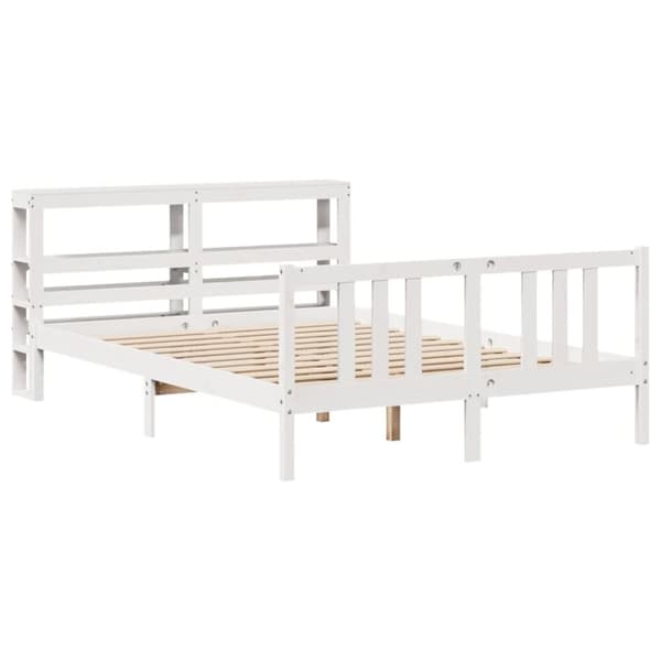 vidaXL Sengeramme med hodegavl hvit 140x200 cm heltre furu