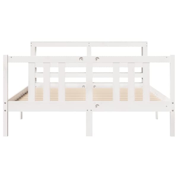 vidaXL Sengeramme med hodegavl hvit 140x200 cm heltre furu