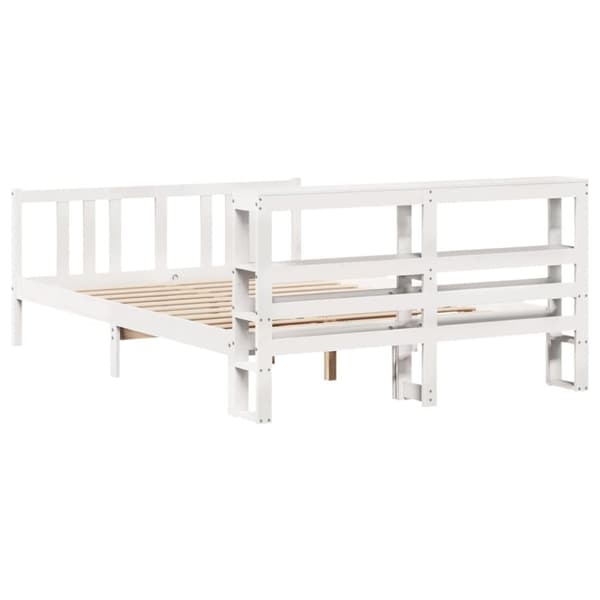 vidaXL Sengeramme med hodegavl hvit 140x200 cm heltre furu