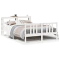 Miniatyrbilde 2 av 11: vidaXL Sengeramme med hodegavl hvit 140x200 cm heltre furu