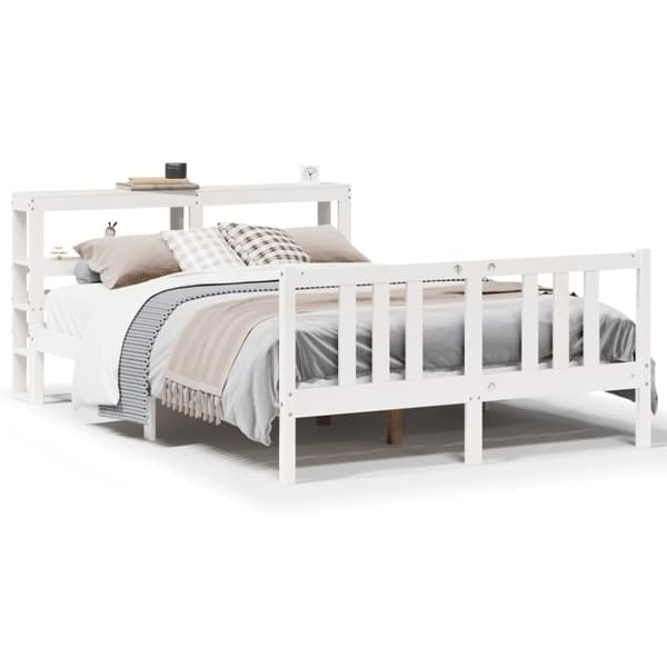 vidaXL Sengeramme med hodegavl hvit 140x200 cm heltre furu