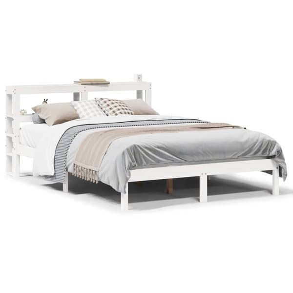 vidaXL sengeramme uden madras 160x200 cm massivt fyrretræ hvid