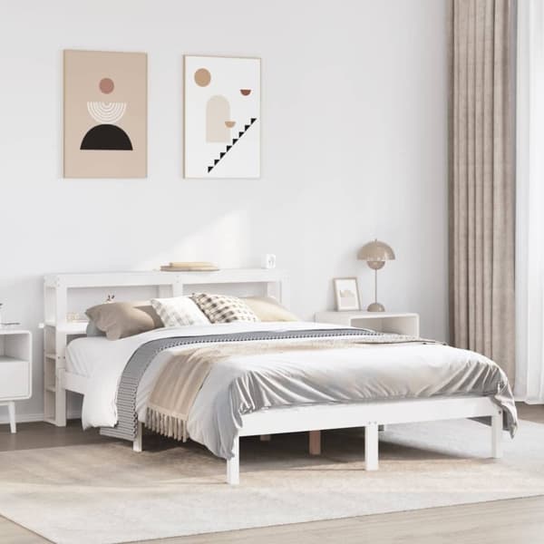 vidaXL sengeramme uden madras 160x200 cm massivt fyrretræ hvid