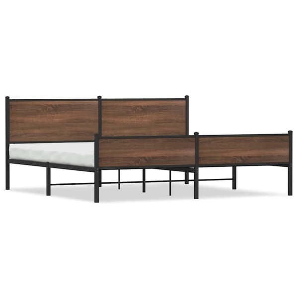 vidaXL sengeramme uden madras 193x203 cm metal brun egetræsfarve