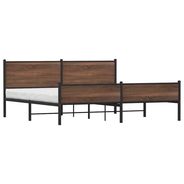 vidaXL sengeramme uden madras 193x203 cm metal brun egetræsfarve