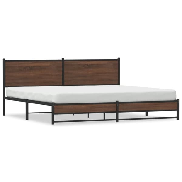 vidaXL sengeramme uden madras 193x203 cm metal brun egetræsfarve