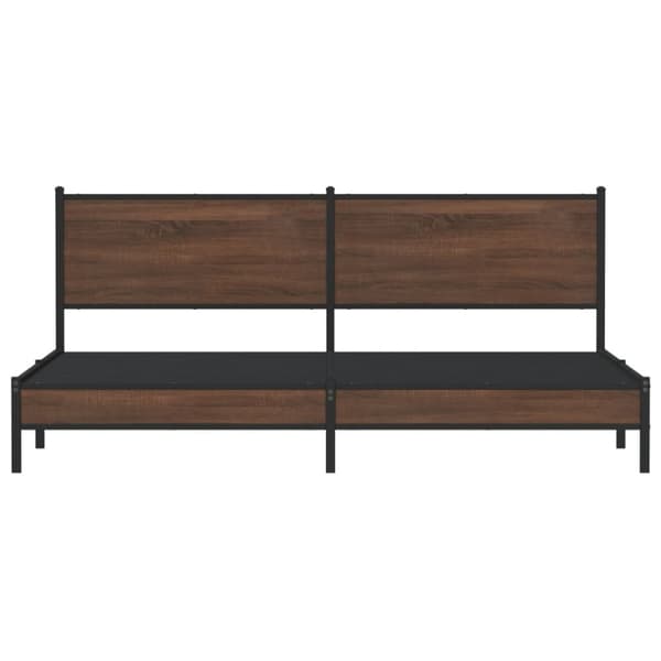 vidaXL Metallinen sängynrunko ilman patjaa ruskea tammi 200x200 cm