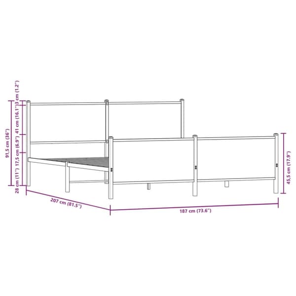 vidaXL Sengeramme i metall uten madrass sonoma eik 180x200 cm
