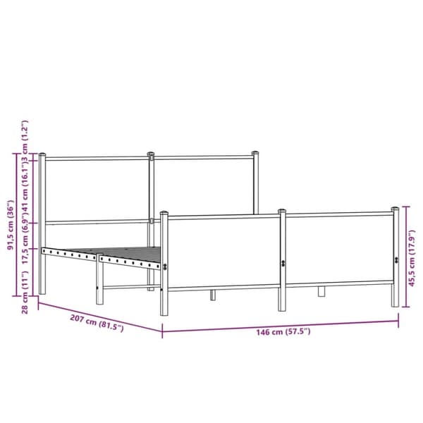 vidaXL Sengeramme i metall uten madrass sonoma eik 140x200 cm