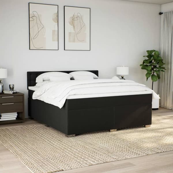 vidaXL Seng med madrass boksfjær svart 180x200 cm stoff