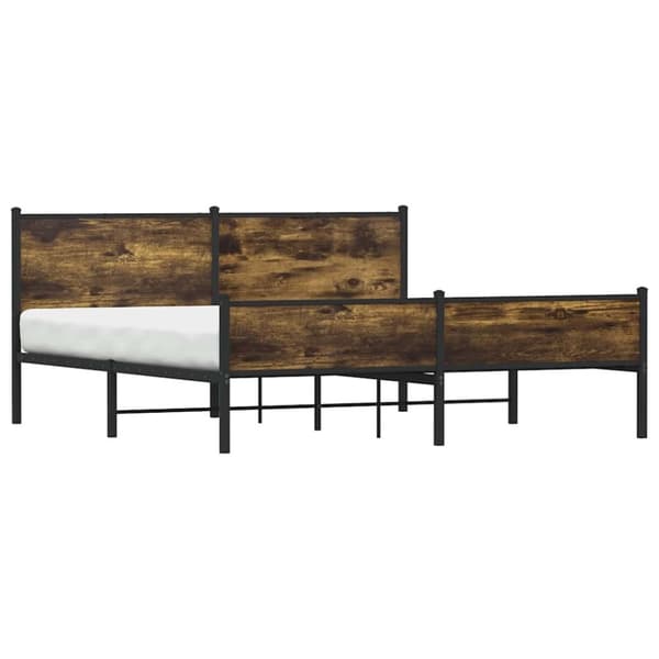 vidaXL sengeramme uden madras 160x200 cm metal røget egetræsfarve