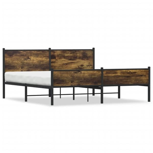 vidaXL sengeramme uden madras 160x200 cm metal røget egetræsfarve