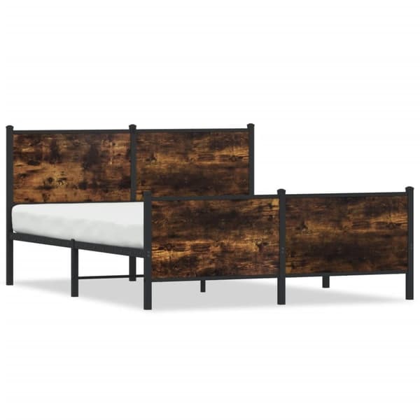 vidaXL Metallinen sängynrunko ilman patjaa savutammi 140x190 cm