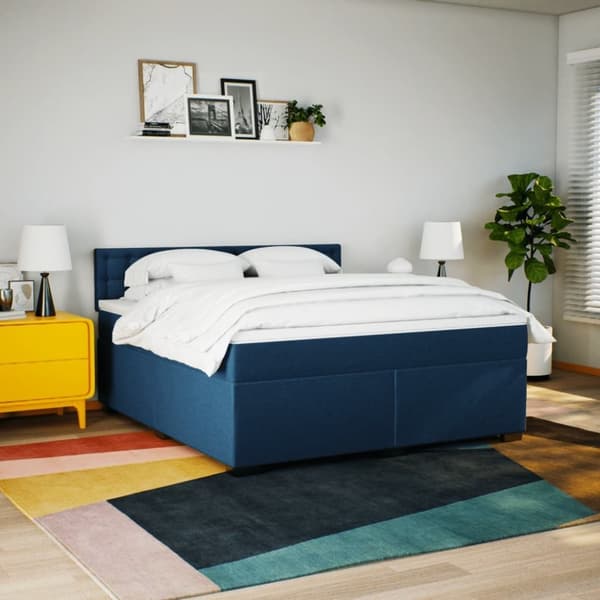 vidaXL kontinentalseng med madras 180x200 cm stof blå